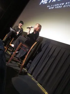 Isabelle Huppert with Metrograph's Aliza Ma